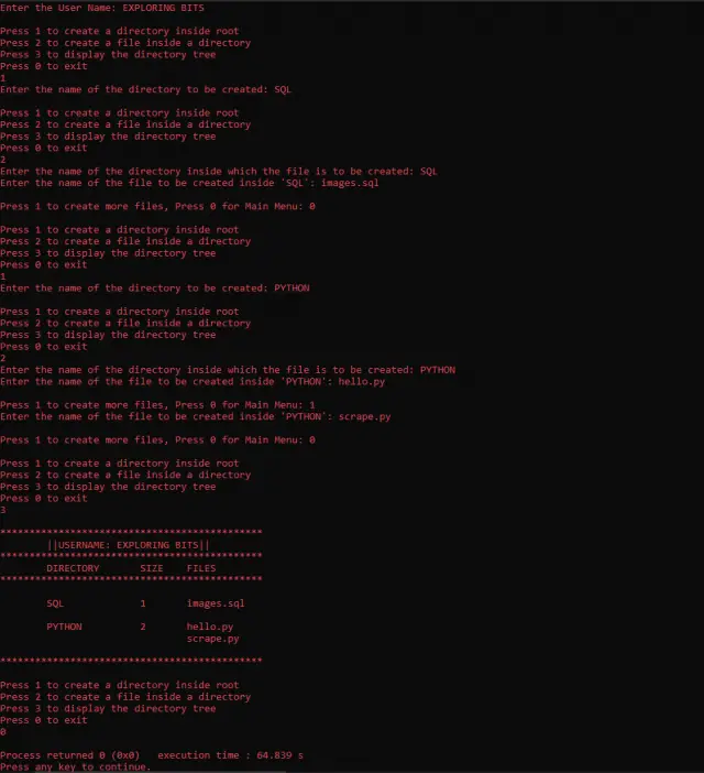Single Level Directory Program In C - ExploringBits