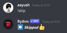 Skipping the currently playing song rythm bot