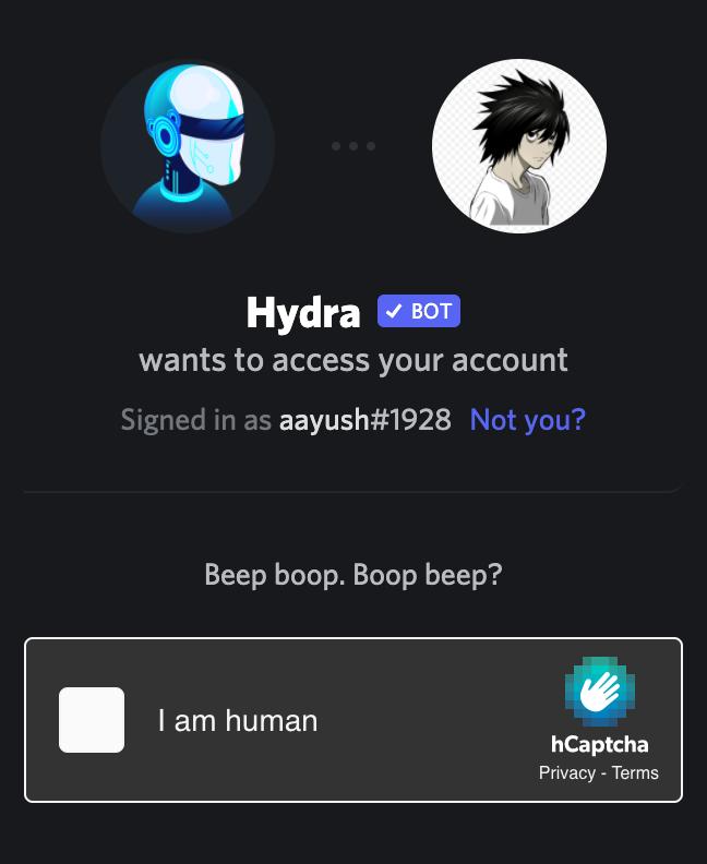 Fill Captcha for Hydra Bot