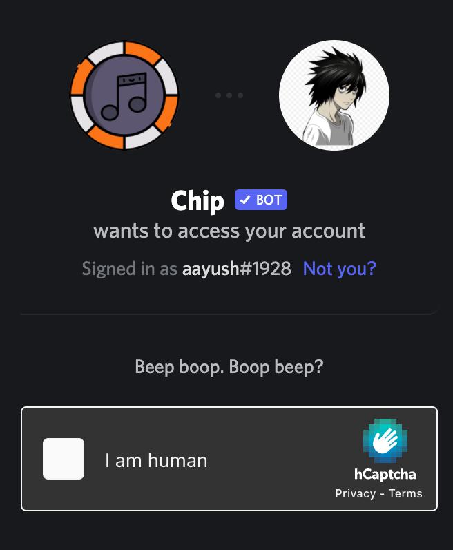 Fill the Captcha for Chip Bot