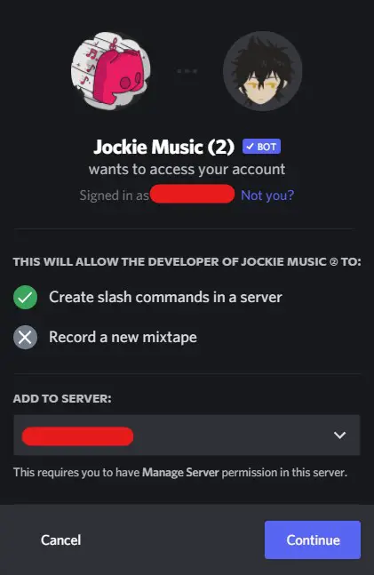 add jockie to the server