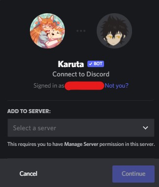 Add Karuta Bot to discord server