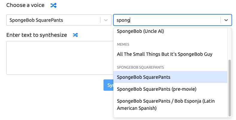 Typing the name for spongebob