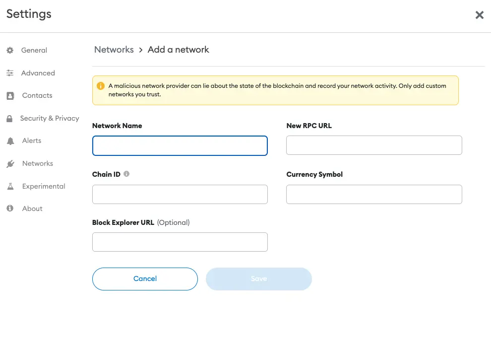 Add matic mainnet details in metamask