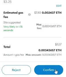 Confirmation in wallet