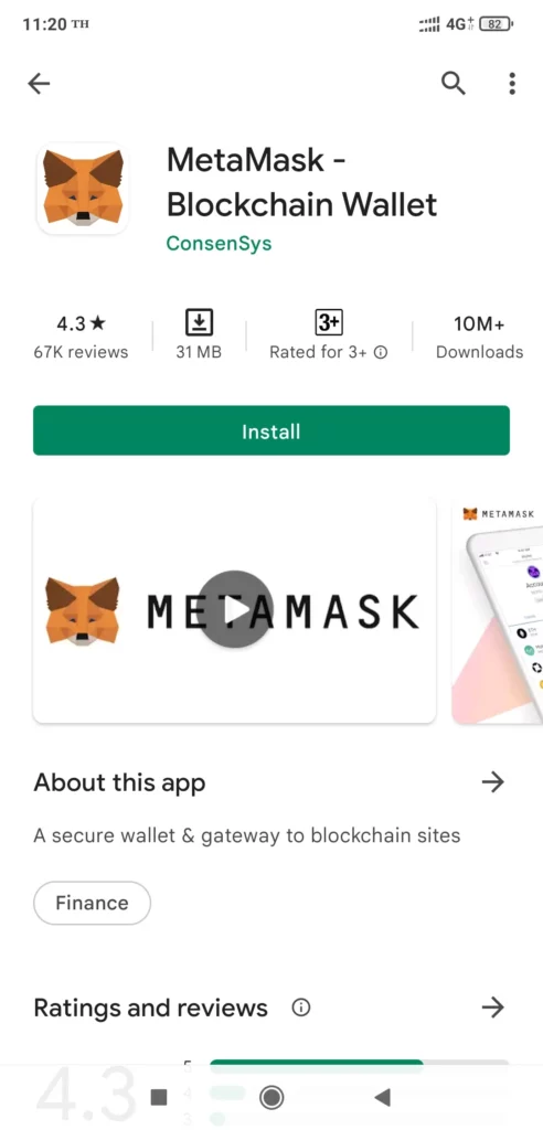 Download MetaMask from Playstore