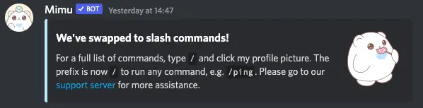 Mimu bot Slash Commands