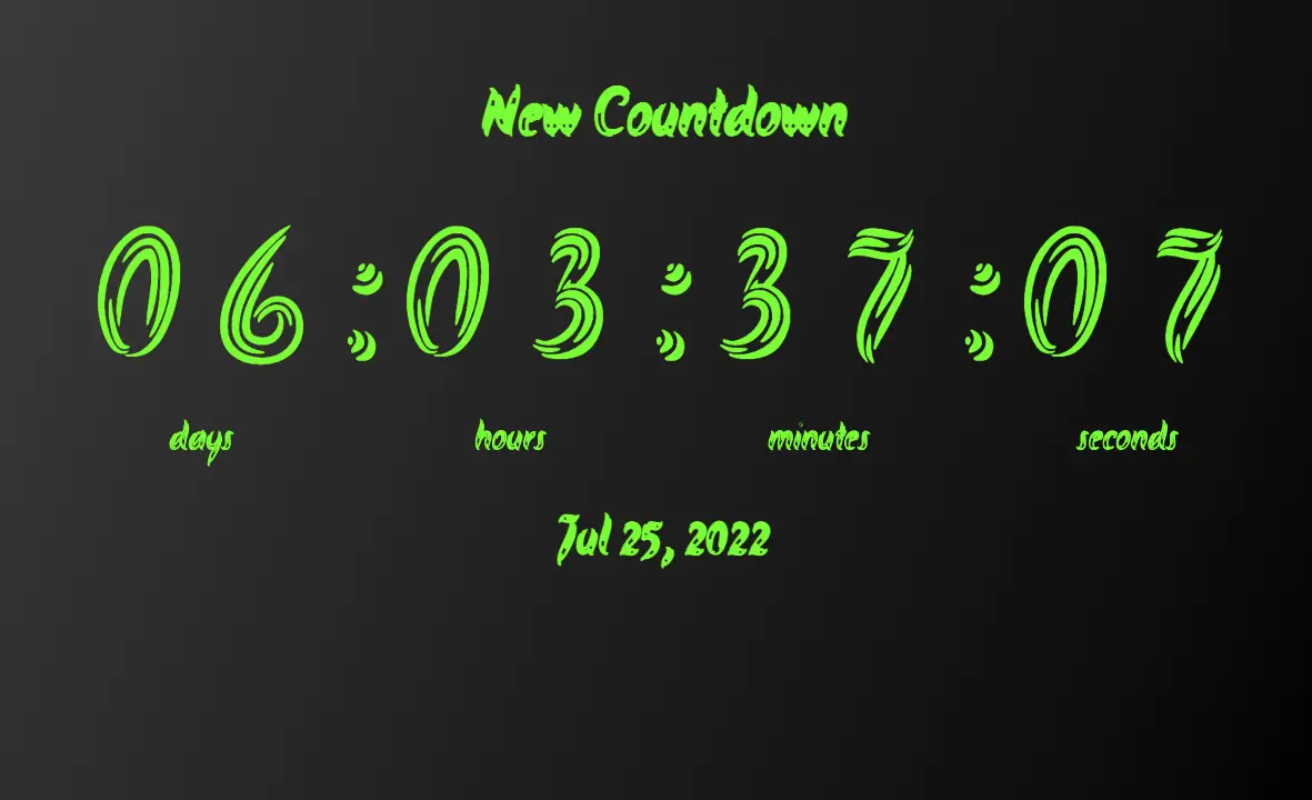 Full screen countdown timer black background 2