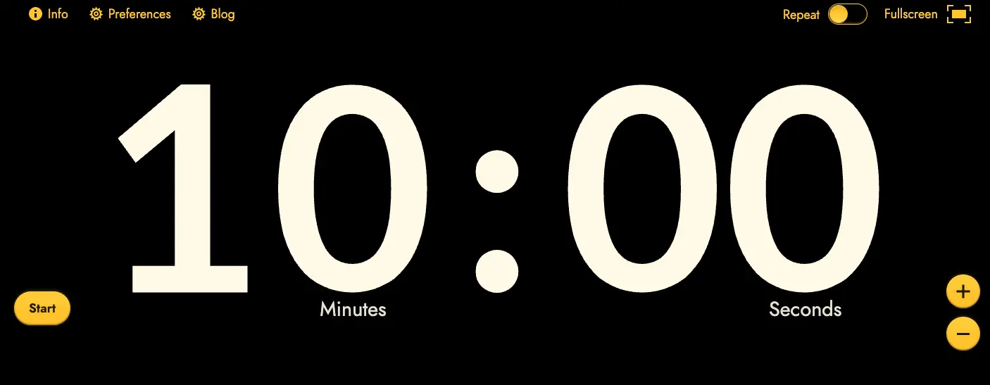 Full screen countdown timer black background