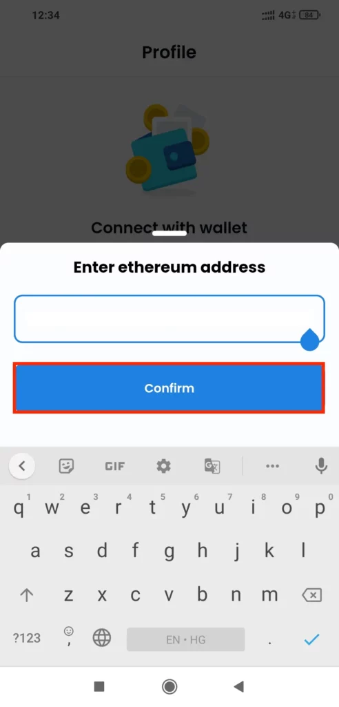 enter the ethereum address