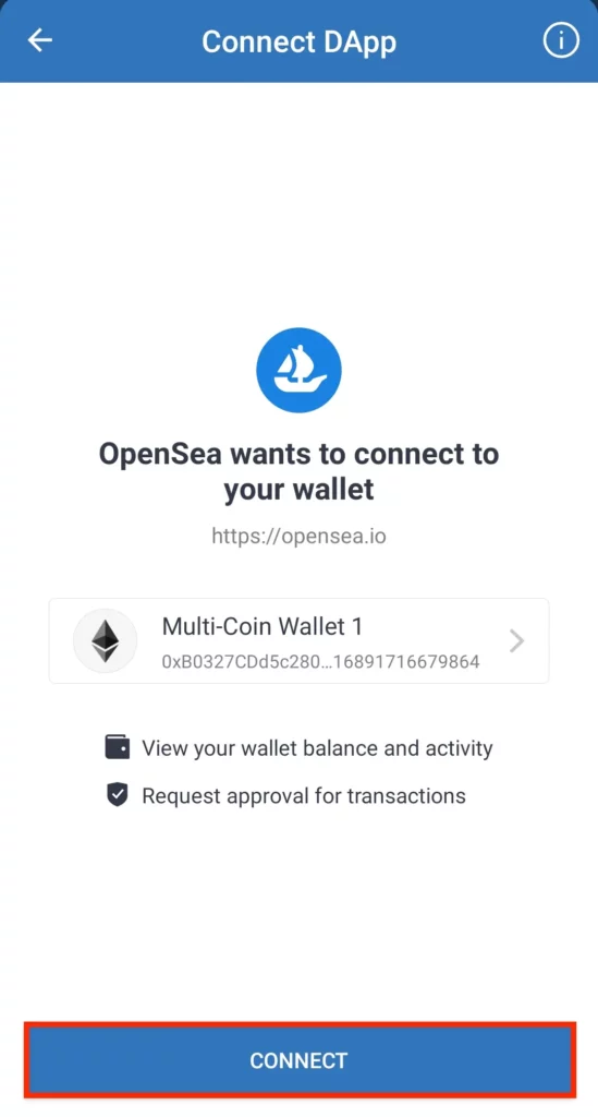 trust wallet connect to opensea