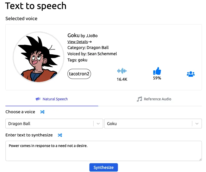 How to generate Goku text to speech voices with uberduck
