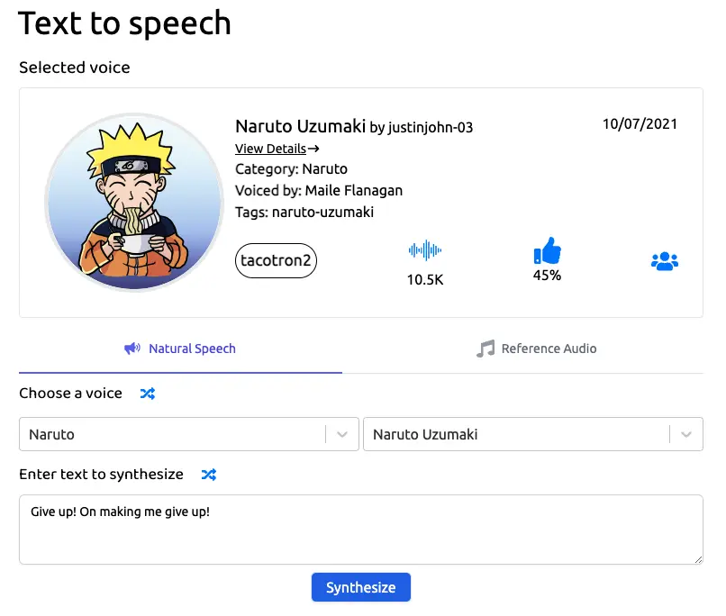 Japanese Anime text to speech voices with uberduck
