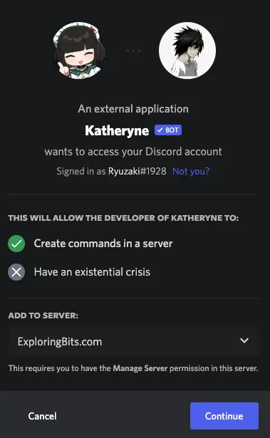 How to Add Katheryne Bot in Discord