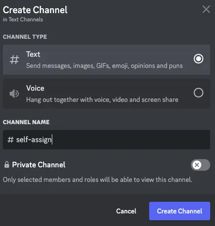 self-assign channel