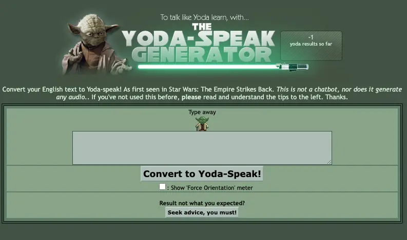 The Yoda Speak Generator