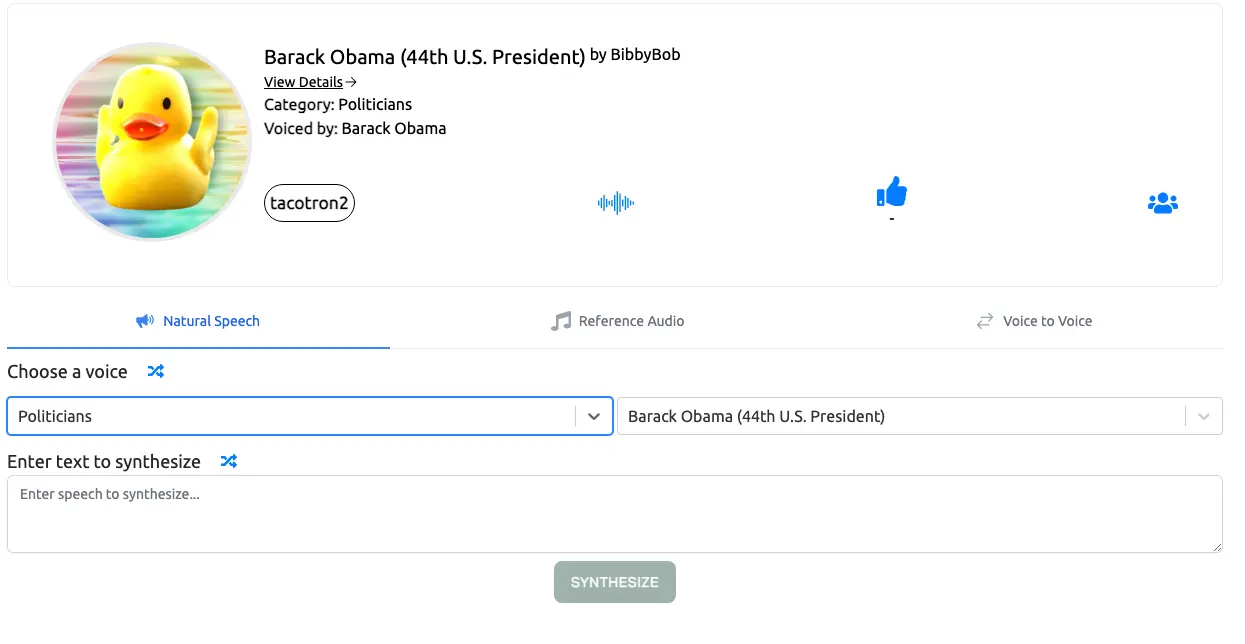 President ai voice generator uberduck