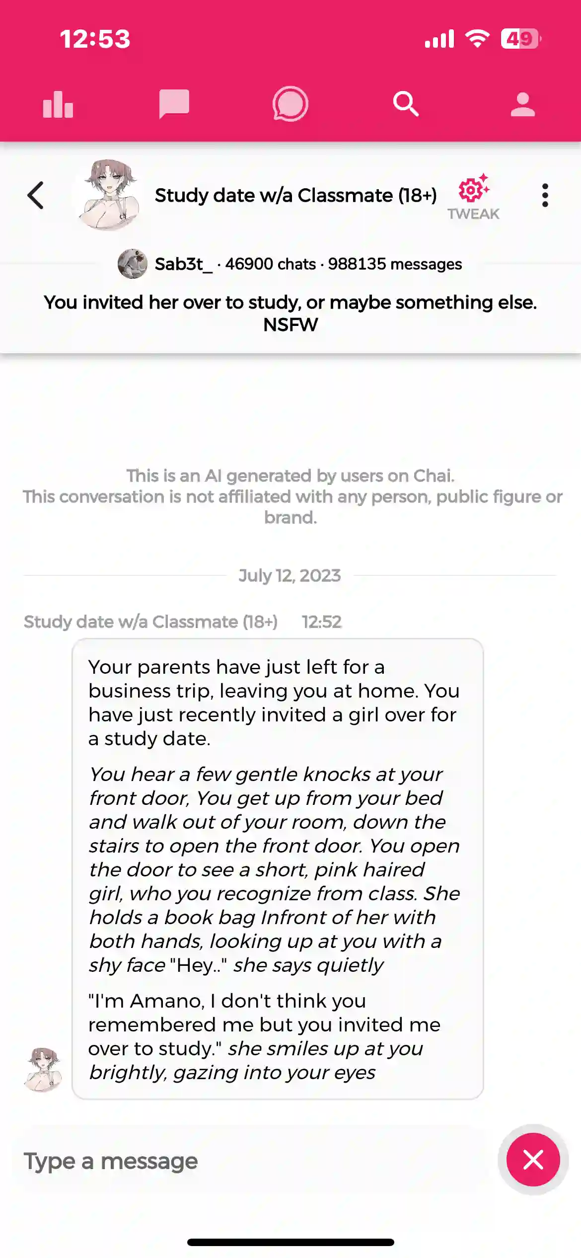 chat with characters chai app